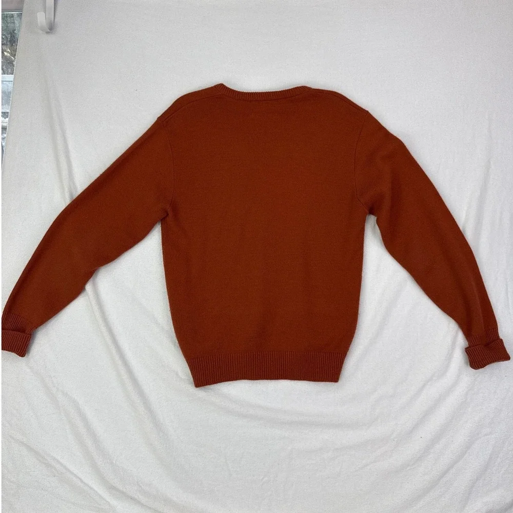 Vintage‎ Lord Jeff Mens V-Neck Sweater Rust Brown Acrylic Wool Blend USA Medium